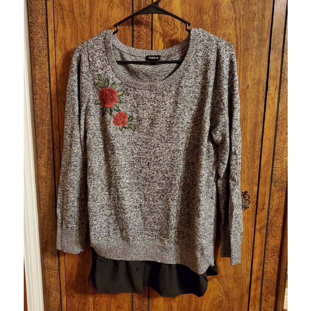 Torrid Sweater with Flower Embellishment